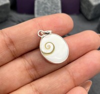 Pendentif œil de Shiva en pierre précieuse blanche, forme crochet, style bohème pour femme, serti clos, en argent sterling 925 plaqué rhodium, fait main, tendance