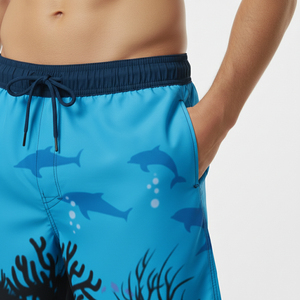 Shorts de bain personnalisés en gros pour hommes, extensibles dans les 4 sens, respirants, séchage rapide, 100 % polyester - Product Image 4