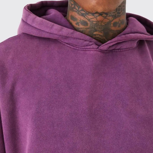 350gsm Heavyweight Fleece Boxy Fit Sweat à capuche surdimensionné Couleur unie Chenille Patch 100% Coton Polaire Chenille Broderie Hoodie - Product Image 3