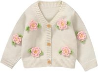 Suéter de Punto Cálido y Ecológico Personalizable con Cuello en V, de Lana/Acrílico, para Bebés Niñas, con Forro de Lana, Mangas Largas y Transpirable