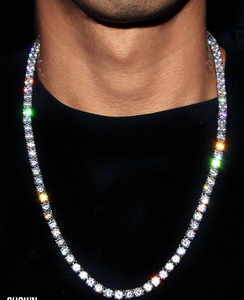 Collar de cadena de tenis Hip Hop 925 Sterling D color VVS Moissanite Diamond Iced Out para hombres y mujeres - Product Image 2