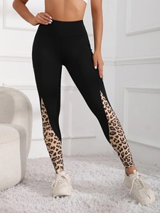 Pantalones de Yoga de cintura alta para mujer Logo Slim Fit Impreso Rhinestone Secado rápido Transpirable Fitness Leggings Correr Bolsillos elásticos - Product Image 5