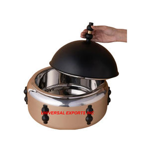 Calentador de alimentos de acero inoxidable con diseño árabe clásico, cazuela de mesa de forma redonda, olla caliente de Metal elegante, superventas - Product Image 6