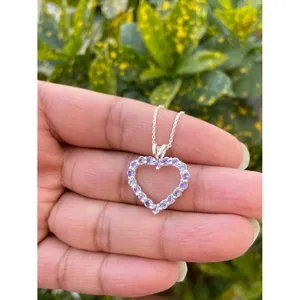 สร้อยคอเงินแท้ 925 ประดับแทนซาไนต์รูปหัวใจ ชุบโรเดียม ลายเรขาคณิต ทอง 14K ประดับแซฟไฟร์ เซอร์คอน โรสโกลด์ เพชร มุก ดีไซน์ทันสมัย - Product Image 2