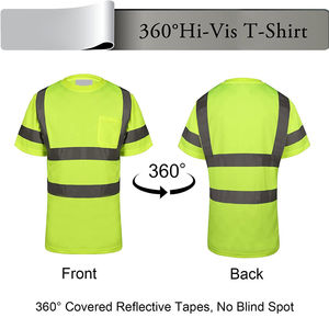 Camiseta DE SEGURIDAD reflectante Hi Vis para hombre, camisas de seguridad vial de tráfico con mangas cortas, camisetas de ropa de trabajo - Product Image 5