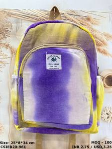 Sac à dos de créateur unisexe multicolore en coton chanvre Sac de soirée écologique et durable fabriqué à la main - Product Image 4