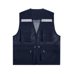 Gilet de sécurité de base réfléchissant haute visibilité avec 4 poches à fermeture éclair pour les travaux de construction Support de logo personnalisé - Product Image 5