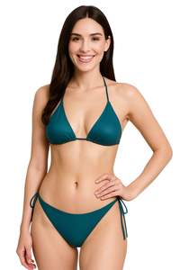 Conjunto de Bikini para Mujer, Traje de Baño de Dos Piezas, Triangular, con Lazos Ajustables en el Parte Inferior, Top Halter, Ropa de Playa, Estilo Veraniego - Product Image 6