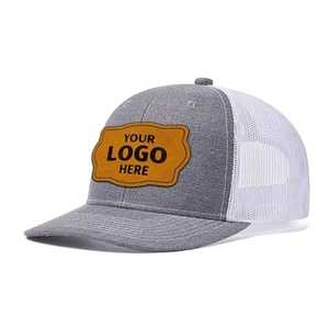 Sombrero de camionero de malla Snapback de 6 paneles de alta calidad Unisex, parche de cuero con logotipo personalizado para pesca deportiva, uso informal - Product Image 4