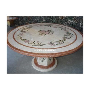 Beautifully Designed <b>Marble</b> Inlay Dining <b>Table</b> <b>Top</b> Round Inlay <b>Marble</b> <b>Table</b> <b>Top</b> Antique <b>Marble</b> Inlaid <b>Table</b> Use for Home Office - Product Image 1