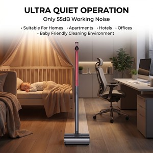 Nettoyeur de sols durs électrique sans fil certifié CE, pour nettoyage humide et sec, avec rouleau polymère flexible pour poils d'animaux - Product Image 4