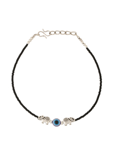 Chaîne de cheville noire avec breloque éléphant et œil porte-bonheur pour femme, bijou minimaliste - Product Image 3