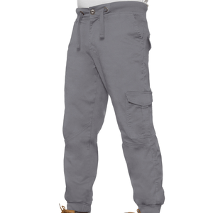 Premium Quality Grey Color Cargo <b>Trouser</b> <b>Elasticated</b> <b>Waist</b> And Cuffed Fitted Washed Cargo <b>Men's</b> Pants <b>Trousers</b> - Product Image 1