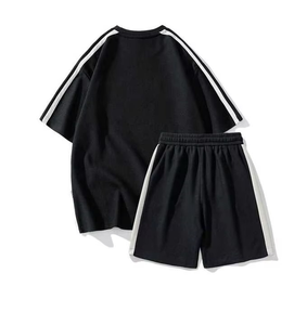 Winter Men's Shorts Sets Two Piece T-Shirt and Casual <b>Pants</b> 100% Cotton Breathable Fleece High Quality - Product Image 1