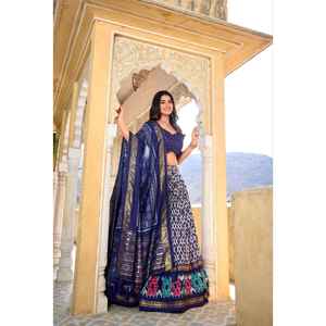 Adorn <b>yourself</b> in the artistry of Tussar silk and the mesmerizing allure of ikkat Patola prints with this season - Product Image 1