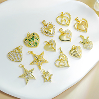 Pendentifs en forme de cœur d'ours en gros, ne se décolore pas, plaqué or 18 carats, zircone cubique, breloques pour la fabrication de bijoux DIY, accessoires de breloques