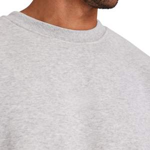 Sudadera de gran tamaño para hombre Grey Marl 345GSM Jersey de algodón Cuello redondo con logotipo sutil en el pecho y ajuste relajado - Product Image 5