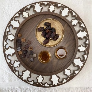 Bandeja con incrustaciones de madreperla de estilo árabe Premium para Eid Mubarak y Ramadán, chocolates ideales para servir frutas secas, dulces festivos - Product Image 3