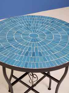 Table d'appoint en mosaïque éblouissante: Art irisé-Table basse bleue-Table d'appoint-Décor de salon-Cadeau - Product Image 2