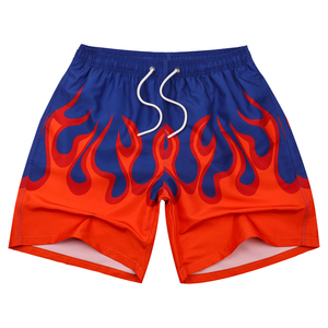 Pantaloncini estivi personalizzati di qualità Premium In stile lusso con stampa digitale blu motivo a fiamma 100% costumi da bagno In poliestere - Product Image 6