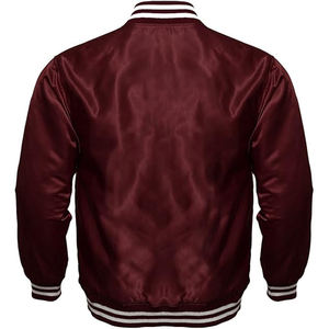 Chaqueta Universitaria Exclusiva para Hombre en Satén Blanco con Cierre Completo, Logotipo Personalizado Impreso, Cuello Alto, Material de Lona para Baloncesto - Product Image 2