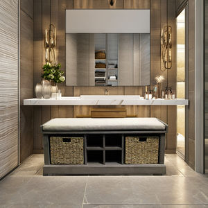 Gorge Hall d'entrée Banc à chaussures avec paniers de rangement tissés prêt à expédier pour le bain principal Armoire Essentials Organisateur Patio Use - Product Image 1