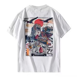 2025เสื้อยืดคอกลมทรงบ็อกซี่ฟิตสำหรับผู้ชายผ้าฝ้ายพิมพ์ลายสกรีนไซส์ใหญ่กว่าปกติสไตล์สตรีท DIY - Product Image 4