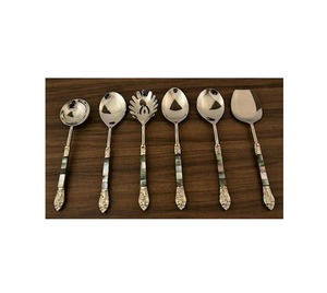 Cuillère à salade en acier inoxydable doré, ensemble de 6 pièces, poignée de luxe personnalisée, artisanat utilisé pour les cadeaux - Product Image 3