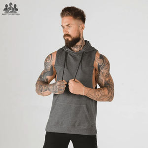 Men Sleeveless Winter Sports Hoodies 100% Cotton Solid Digital Printing | <b>Gym</b> Training <b>Hoodie</b> | Wholesale Private Label Supplier - Product Image 5