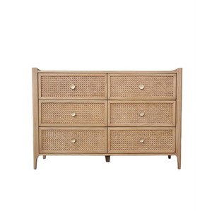 Stylish 6 Drawer Wide <b>Chest</b> <b>Wooden</b> Bedroom Organizer Perfect for Apartments and Modern Homes - Product Image 2