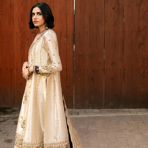 cream and gold indian wedding dress Luli Fama Cosita Buena South Beach Dress in Beige