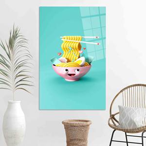 Impresión en lienzo de arte pop moderno - Decoración de pared con diseño de fideos, arte en vidrio templado - Product Image 1