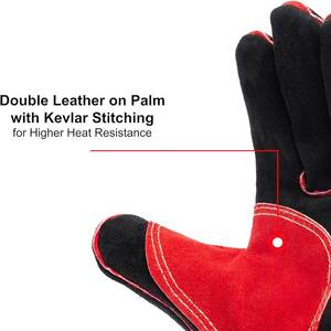 Gants de sécurité unisexes en cuir véritable, résistants aux hautes températures, pour la détection des aiguilles, vêtements de travail - Product Image 4