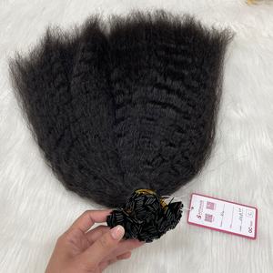 Precio de fábrica Color negro Natural Punta plana Extensiones de cabello humano Rizado Recto Punta plana Extensión de cabello Cabello humano - Product Image 2