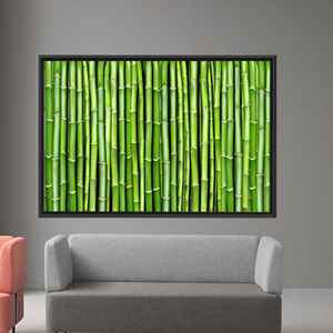 Tableau imprimé sur toile : élégante décoration murale avec arbre en bambou, 1P : encadré noir - Product Image 1