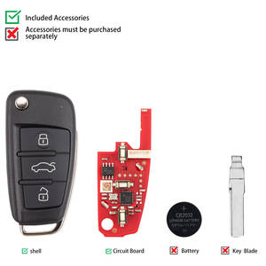 欧盟发货 5 件/批 Xhorse XKA620EN 第二代有线遥控钥匙 奥迪 A6L Q7 翻盖式 <span class=keywords><strong>3</strong></span> 按钮 英文版 - Product Image 2