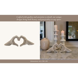 Sculpture artistique de main et de cœur, symbole romantique de connexion, élégant accent décoratif pour la maison ou cadeau spécial en provenance d'Inde - Product Image 2
