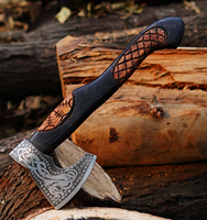 Hacha de acero de alto carbono forjada a mano, hacha Barbuda funcional para exteriores, mango de madera, hacha vikinga Tomahawk hecha a mano