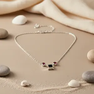 "<b>Rose</b> <b>Gold</b> Plated Garnet <b>Pendant</b> Necklace for Women-Trendy & Classic Design" - Product Image 1