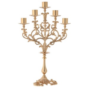 Ensemble de 2 chandeliers à cinq bras en aluminium, finition dorée, écologiques, pour la décoration de la maison, des mariages, de Pâques et de Noël - Product Image 4