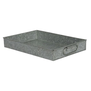 Meilleure vente de plateau fini galvanisé avec manche en bois plateau en métal de forme arrondie personnalisé plateau de service galvanisé - Product Image 5