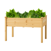 Jardinière surélevée en bois d'extérieur avec étagères, banc de rempotage pour table de travail, évier amovible et support à tiroirs