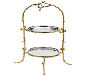 Exhibidor de Pasteles de Dos Niveles, Moderno y de Lujo, con Ramas de Árbol de Metal Dorado, Ecológico, de Grado Alimenticio, para Servir Postres y Dulces, para Bodas y Hoteles - Product Image 2