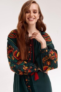 Vestido largo ucraniano de diseñador de manga larga con globo bordado hasta el suelo para mujer, ropa de fiesta - Product Image 2