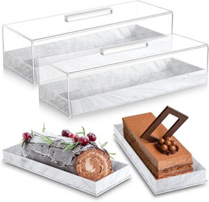 Caja de Regalo Moderna con Tapa de Plástico Rectangular Estilo Mármol para Pasteles, Caja de Pan Personalizada, Caja de Dulces Judaica Multifuncional - Product Image 2