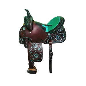 ROYAL INTERNATIONAL Superventas 2023 Silla de montar western de cuero para carreras, almohadillas de cuero auténtico para silla de montar de equitación - Product Image 5