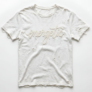 Camiseta de Hombre al por Mayor con Bordado Desgastado, Costuras Reforzadas, Diseño Personalizado, Tejido de Punto, Oversize, Material de Mezcla de Algodón Resistente - Product Image 1