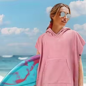 Ready to Ship Quick Dry Printed Microfiber Suede Wearable <b>Adult</b> Surf <b>Towel</b> Robe Poncho <b>Hooded</b> Beach <b>Towel</b> <b>for</b> Women and Men - Product Image 6