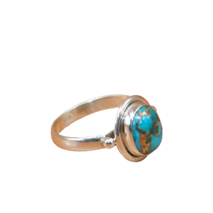 Anillo Hecho a Mano con Turquesa Azul Natural de Plata de Ley 925, Gema Ovalada en Cabujón, para Mujer, Esposa - Product Image 1