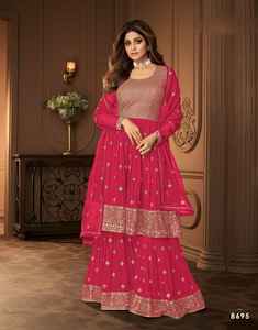 Costume de Salwar Georgette à feuilles persistantes spécial Eid avec fil et broderie Fournisseur indien à vendre - Product Image 6